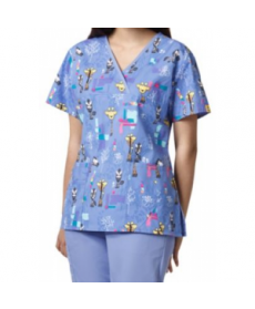 WonderWink Origins Tall Tales crossover print scrub top - Tall Tales 