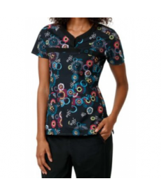 WonderFlex Festival Season y-neck print scrub top - Festival Season 