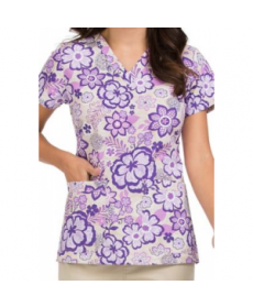 MC by Med Couture Niki Easy Breezy v-neck print scrub top - Easy Breezy 