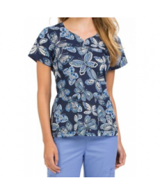 MC by Med Couture Lexi All Abuzz notch neck print scrub top - All Abuzz 