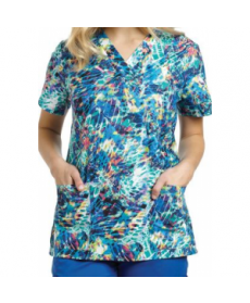 White Cross Reflections v-neck print scrub top - Reflections 