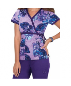 Koi Kathryn Vintage Hibiscus mock wrap print scrub top - Vintage Hibiscus 