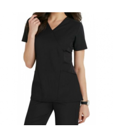 WonderWink Four-Stretch FFX Sport mock wrap scrub top - Black 