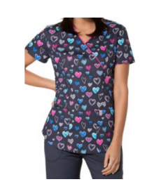 Code Happy True To Your Heart print scrub top with Certainty - True To Your Heart 
