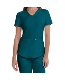 Careisma by Sofia Vergara Charming mock wrap scrub top with Certainty - Caribbean blue 