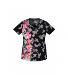 Cherokee Runway Geo Flora print scrub top - Geo Flora 