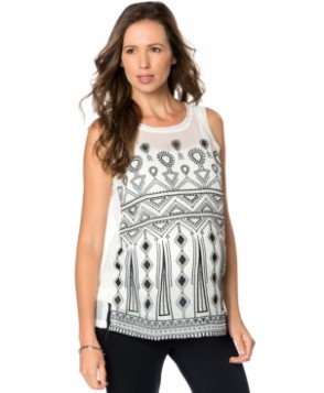 A Pea In The Pod Maternity Sleeveless Beaded Embroidered Top
