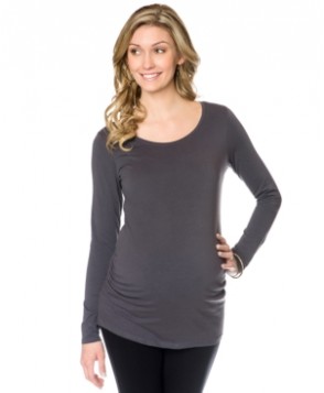 BumpStart Long-Sleeve Scoop-Neck Ruched Maternity Tee 2-Pack
