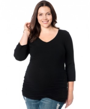 Motherhood Maternity Plus Size Three-Quarter-Sleeve Ruched Top