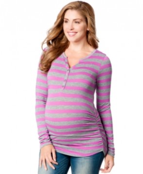 Motherhood Maternity Striped Henley Top