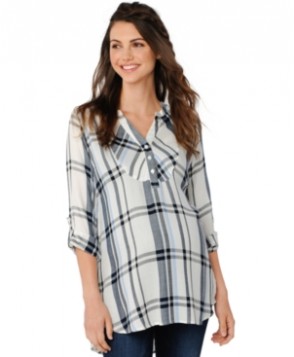 A Pea in the Pod Maternity Plaid Button-Front Blouse