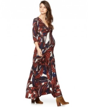 Loveappella Maternity Twist-Front Printed Maxi Dress