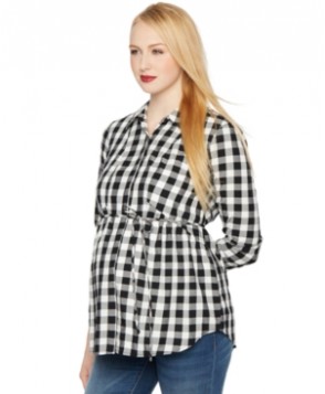 A Pea in the Pod Maternity Plaid Belted Shirt