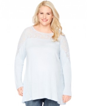 Wendy Bellissimo Plus Size Lace-Paneled Top