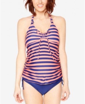 Motherhood Maternity Striped Tankini Swimsuit