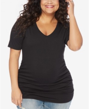 Motherhood Maternity Plus Size Ruched Elbow-Sleeve Top