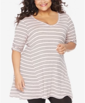 Motherhood Maternity Plus Size Striped Fit & Flare Top