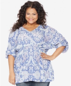 Motherhood Maternity Blouse, Plus Size 3/4 Sleeve Fit And Flare