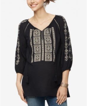 A Pea In The Pod Maternity Embroidered Split-Neck Top