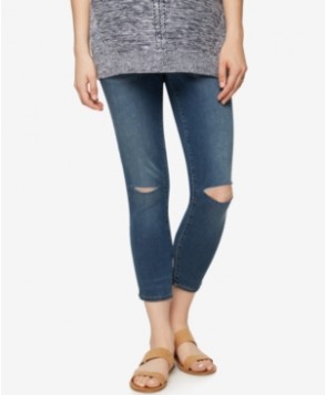 Luxe Essentials Maternity Dark Wash Cropped Skinny Jeans