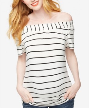 A Pea In The Pod Maternity Off-The-Shoulder Striped Top
