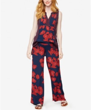 A Pea In The Pod Maternity Wide-Leg Printed Pants