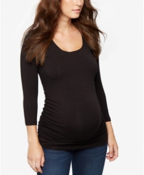 A Pea In The Pod Maternity Ruched Three-Quarter-Sleeve Top