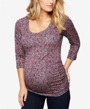 A Pea In The Pod Maternity Printed Three-Quarter-Sleeve Top