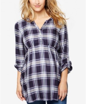 A Pea In The Pod Plaid Roll-Sleeve Shirt