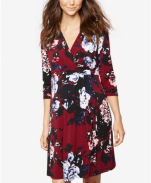 A Pea In The Pod Maternity Floral-Print Wrap Dress