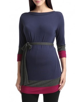 Kimi And Kai 'Aurora' Colorblock Three Quarter Sleeve Maternity Top