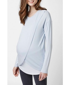 Topshop Long Sleeve Maternity/nursing Top - Blue