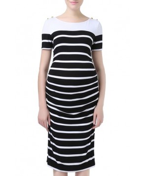 Kimi And Kai 'Marina' Stripe Boatneck Maternity Dress