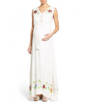 Fillyboo 'Banjo' Embroidered Maternity Maxi Dress