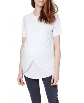 Topshop Short Sleeve Drape Maternity/nursing Tee - White