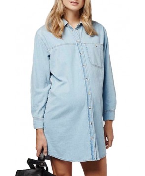 Topshop 'Elton' Chambray Maternity Shirtdress