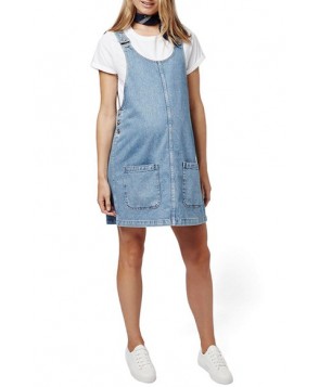 Topshop Scooped Neck Denim Maternity Pinafore