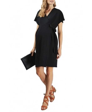 Topshop Wrap Maternity Midi Dress- Black