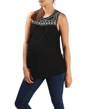 Topshop Sleeveless Embroidered Smocked Maternity Top
