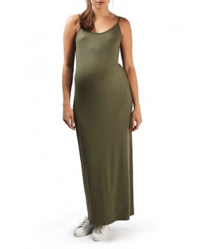 Topshop Scoop Neck Strappy Maternity Maxi Dress- Green