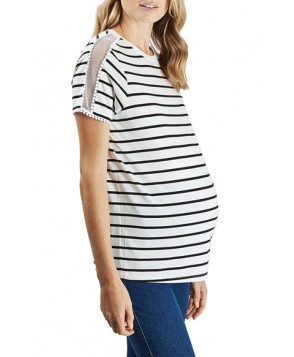 Topshop Stripe Mesh Inset Maternity Tee