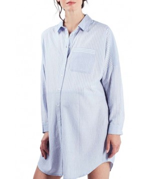 Topshop Stripe Maternity Sleep Shirt- Blue