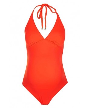 Topshop Solid Halter One-Piece Maternity Swimsuit - Coral