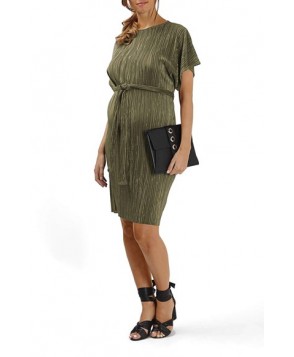 Topshop Belted Plisse Maternity Dress- Green