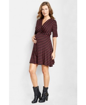 Maternal America Stripe Tie Front Maternity/nursing Dress