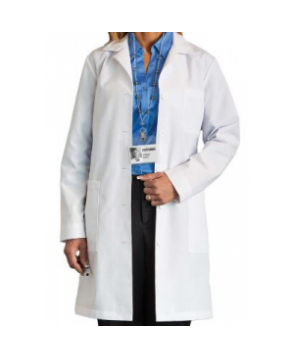 Meta 37 inch ladies long lab coat - White 