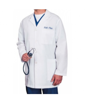 Meta mens 34 inch three pocket lab coat - White 