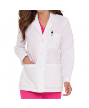 Landau French Knot womens lab coat - White 