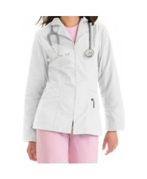 Urbane women's lab coat with zipper - White 