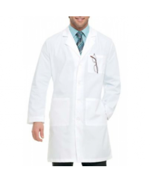 Landau mens full length medical lab coat - White